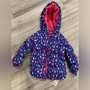 NWT Mothercare Blue Raindrops Down Girl Jacket Size 4-5